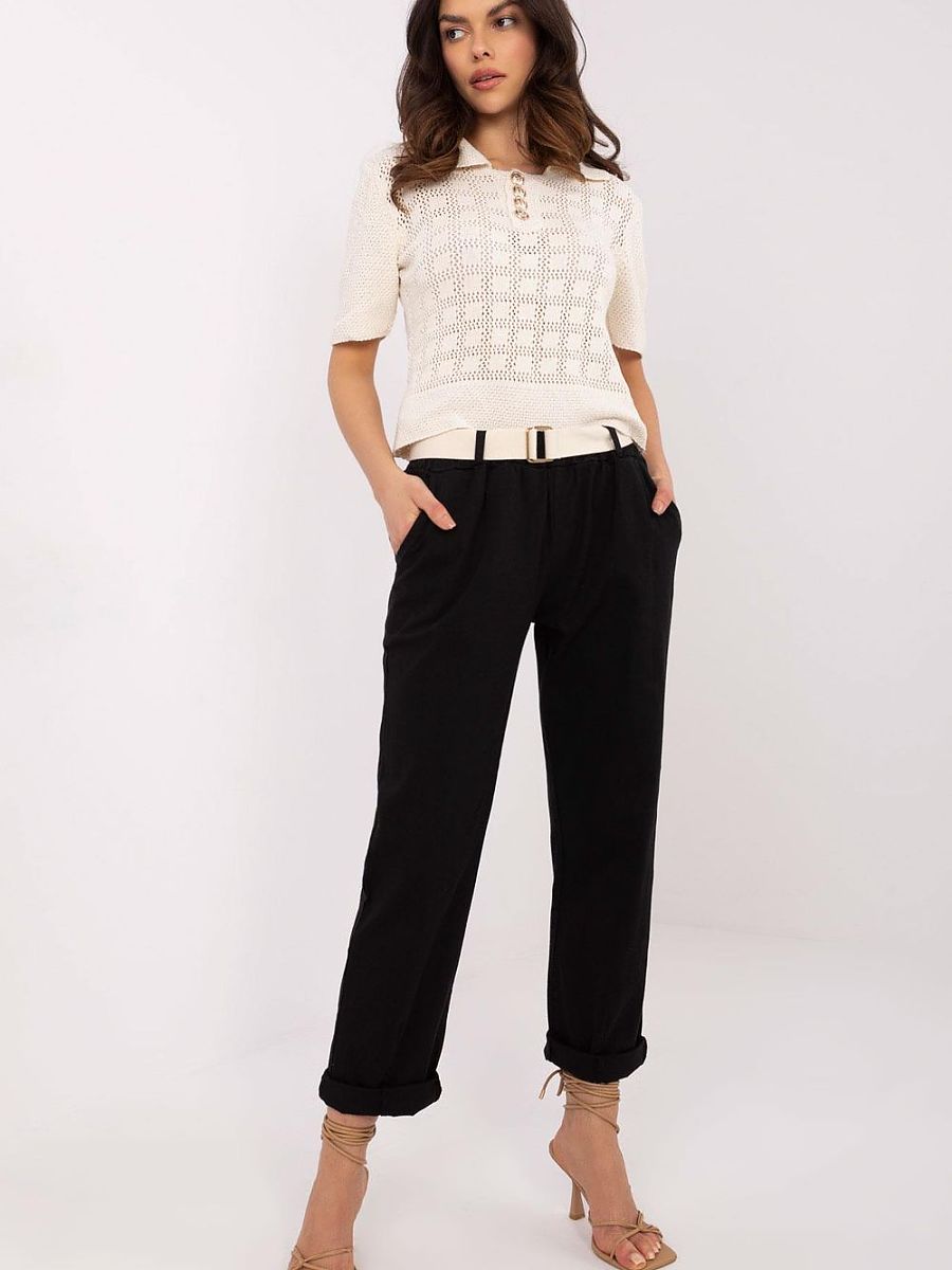 Women's Itally Moda High Waist Polyester Viscose Trousers One Size Fits All-0