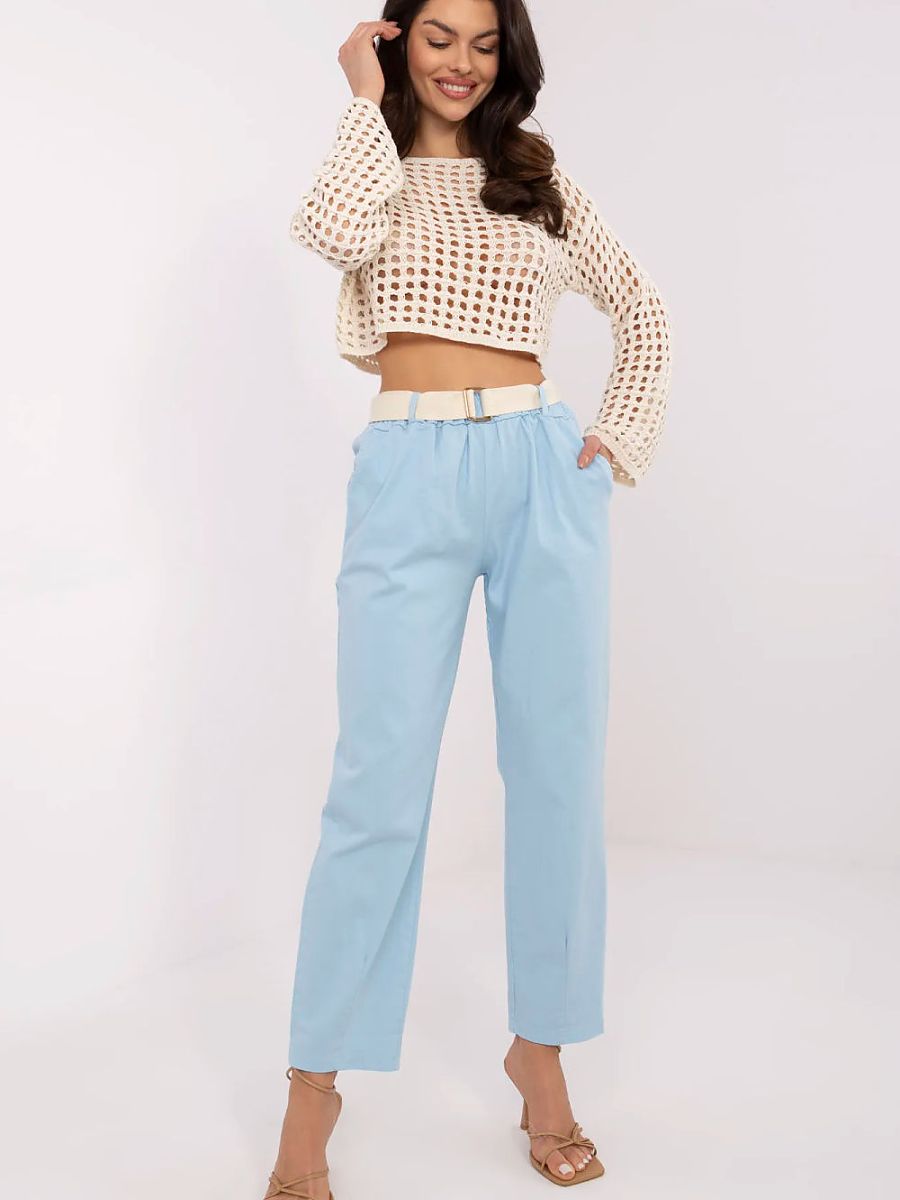 Women's Carrot Cut High Waist Trousers Italy Moda Polyester Viscose Blend-0