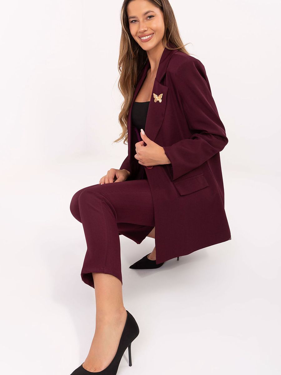 Women's Elegant Blazer with Shoulder Pads Standard Length Polyester Jacketemodel 217236 Rue Paris-0