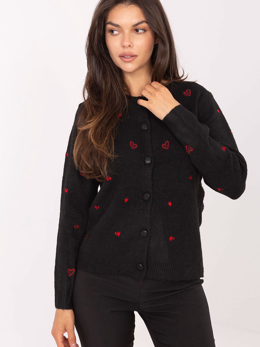 Women's Embroidered Heart Cardigan Casual Sweater Affordable Factory Price-0