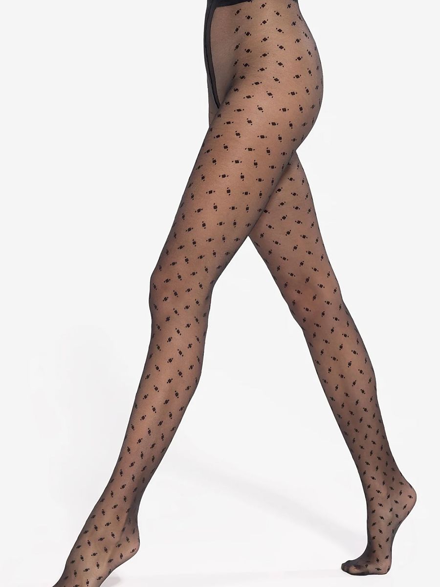 Black Gatta Dotsy 18 Women's Tights Thin Elegant Spandex & Polyamide Hosiery-0