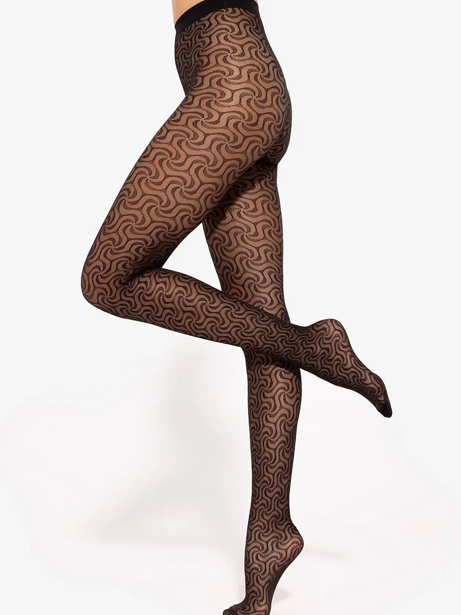 Geometric Mosaic Pattern Women's Black Tights Model 218783 Gatta-0