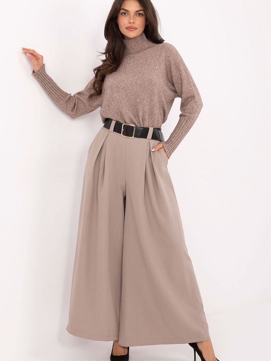 Women's Palazzo Pants Italy Moda Viscose Polyester High Waist-0
