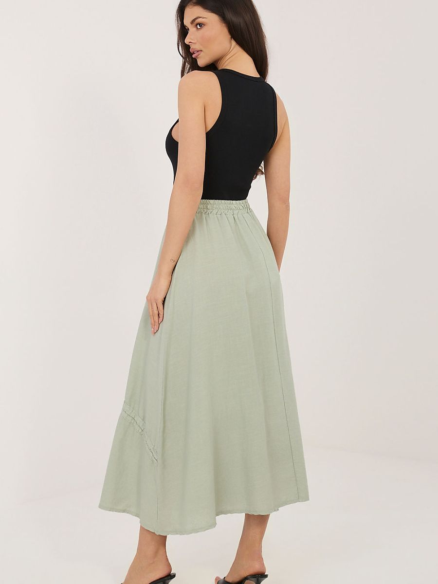 Italy Moda Long Green Cotton Lyocel Skirt Size 89 cm One-Size-Fits-All-0