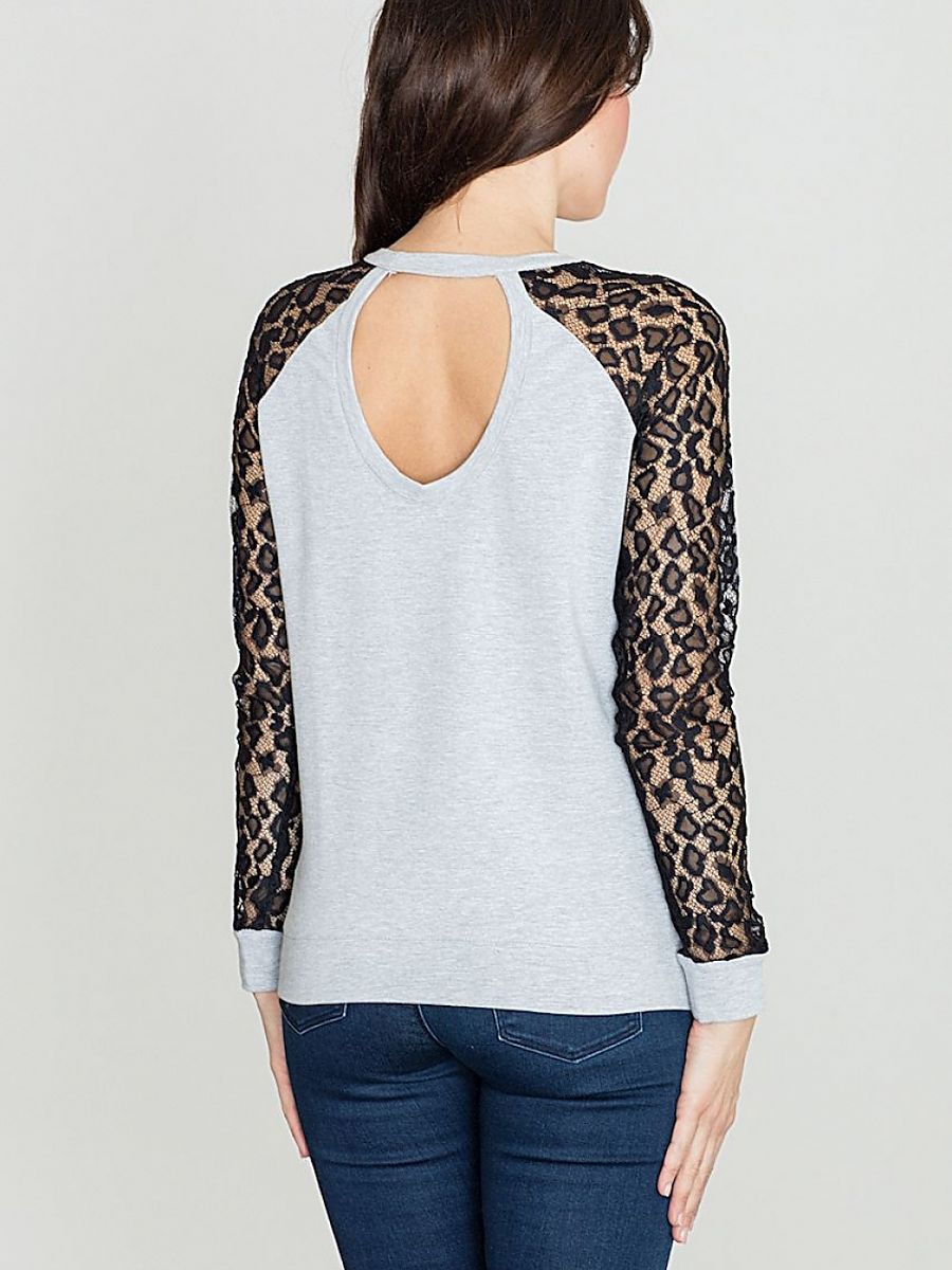 Women's Lace Blouse Lenitif Leopard Print Cotton Spandex-0