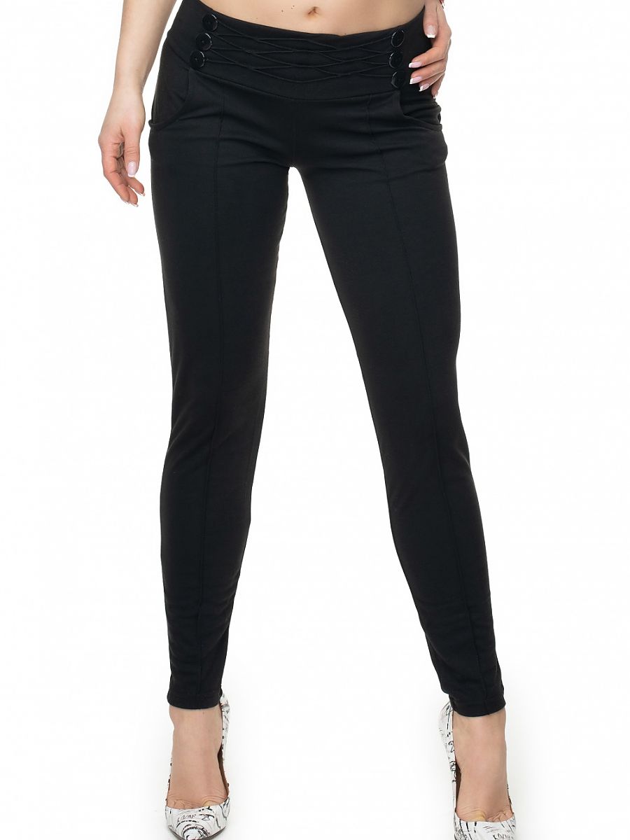 PeeKaBoo Trousers Model 131927 with Decorative Buttons in Black-0