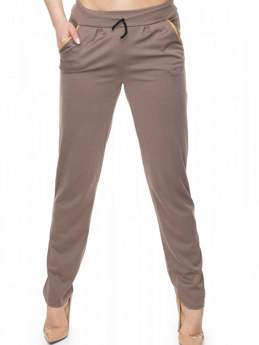Loose-Fitting Beige Trousers with Gold Piping by PeeKaBoo-0