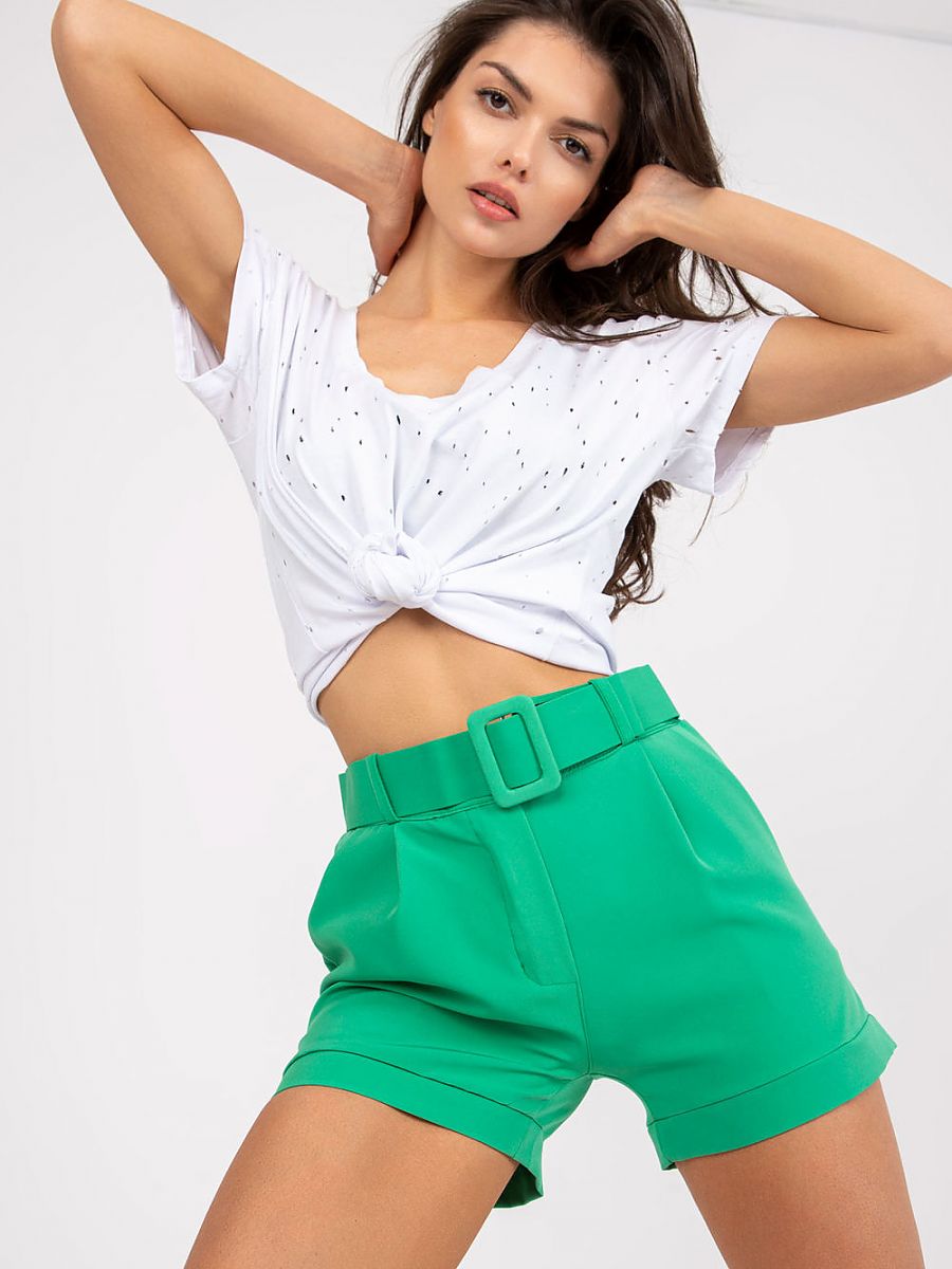 Women's Shorts Italy Moda Zip Closure Elastic Waist 98% Polyester 5% Spandex-0