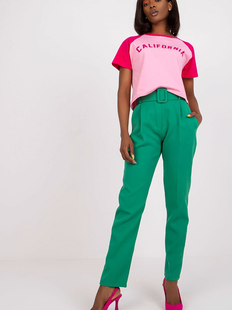 Women Italian High-Waisted Trouser with Belt and Side Pockets-0