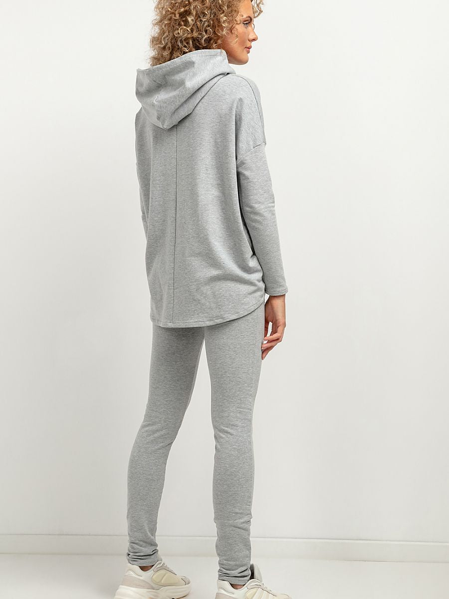 Grey Long Women's Leggings by Tessita Model 183212 Comfortable Sweatshirt Knit Pants-0