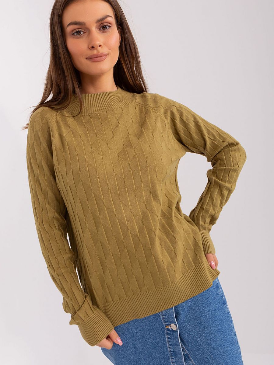 Women's Polyester Jumper Green AT Variegated Pattern Long Sleeve Sweater One-Size-Fits-All.-0