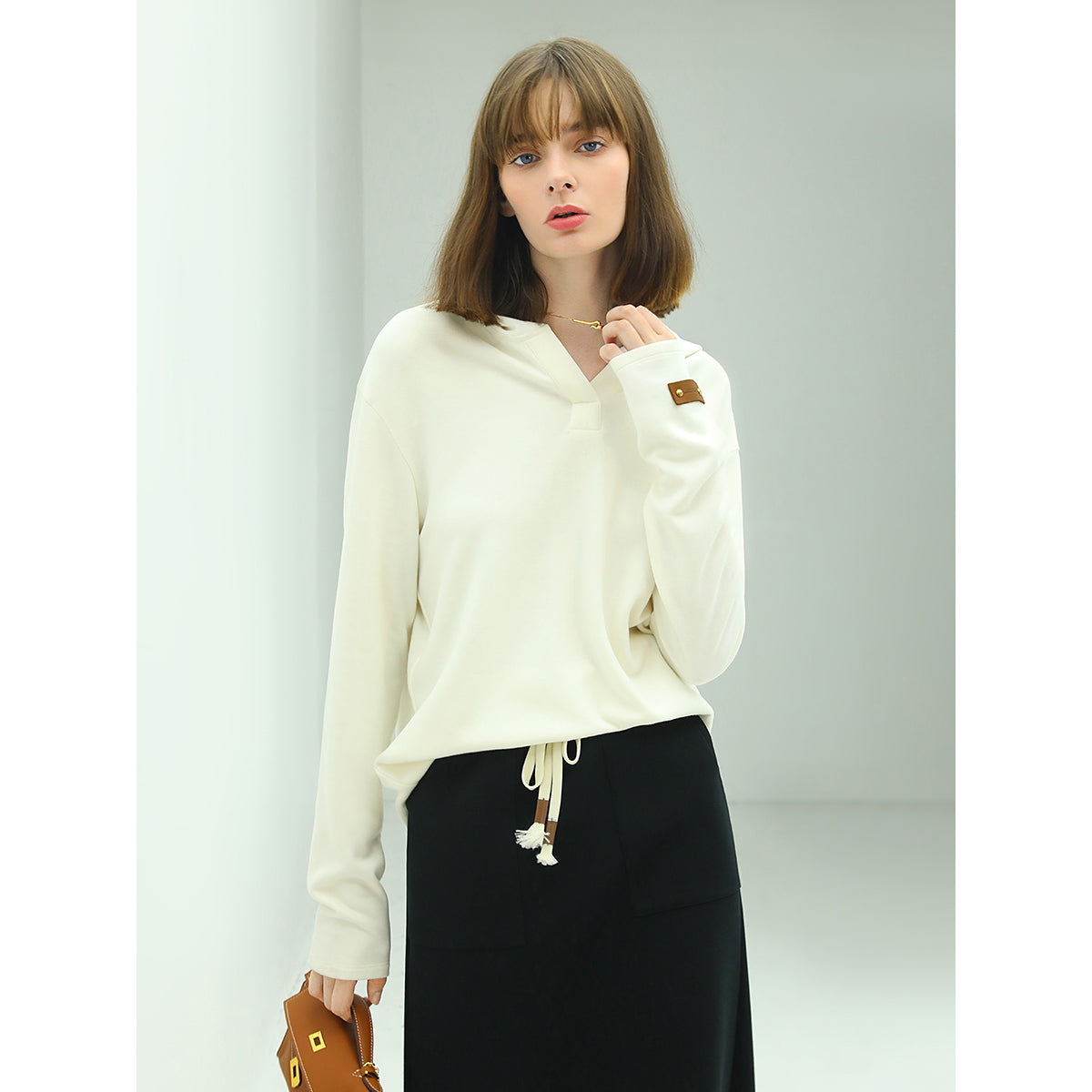 Fresh Soul White Hooded Sweater with Patch Details - Ultimate Off-Duty Style-0