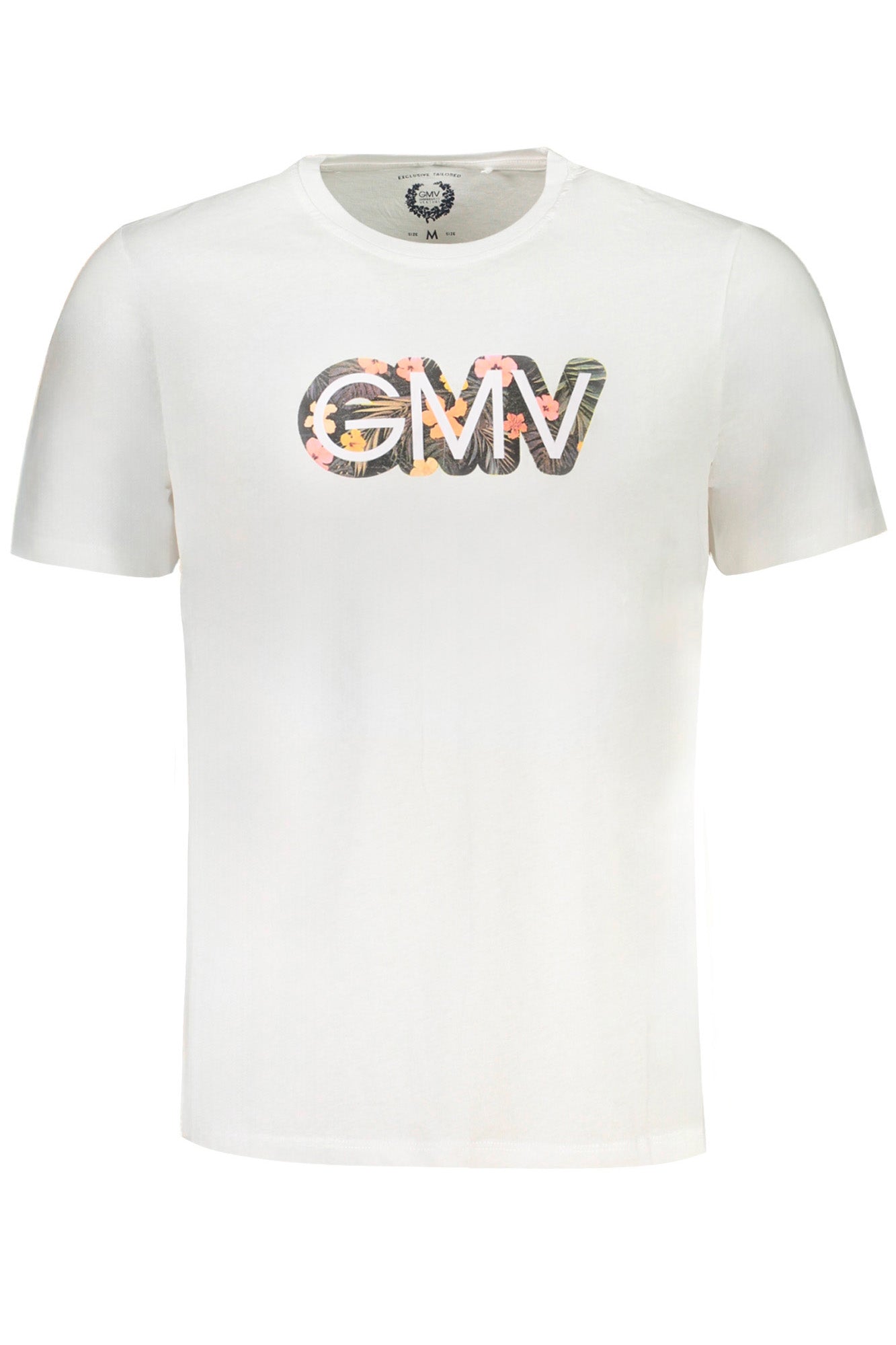 Gian Marco Venturi Men's White Short Sleeved Cotton T Shirt Crew Neck Print Logo