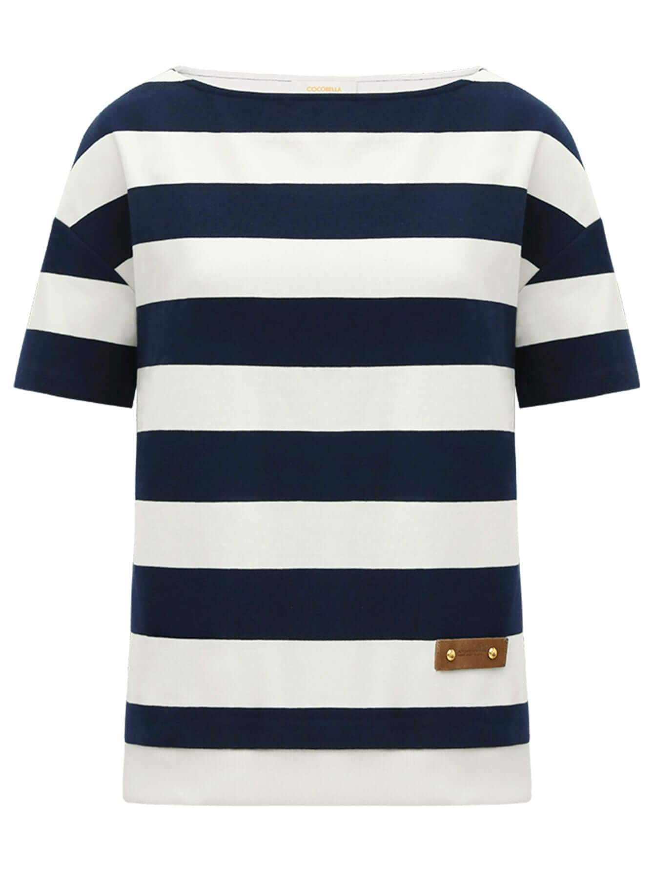 Nautical Striped Knitted Short Sleeve Tee for Women-0