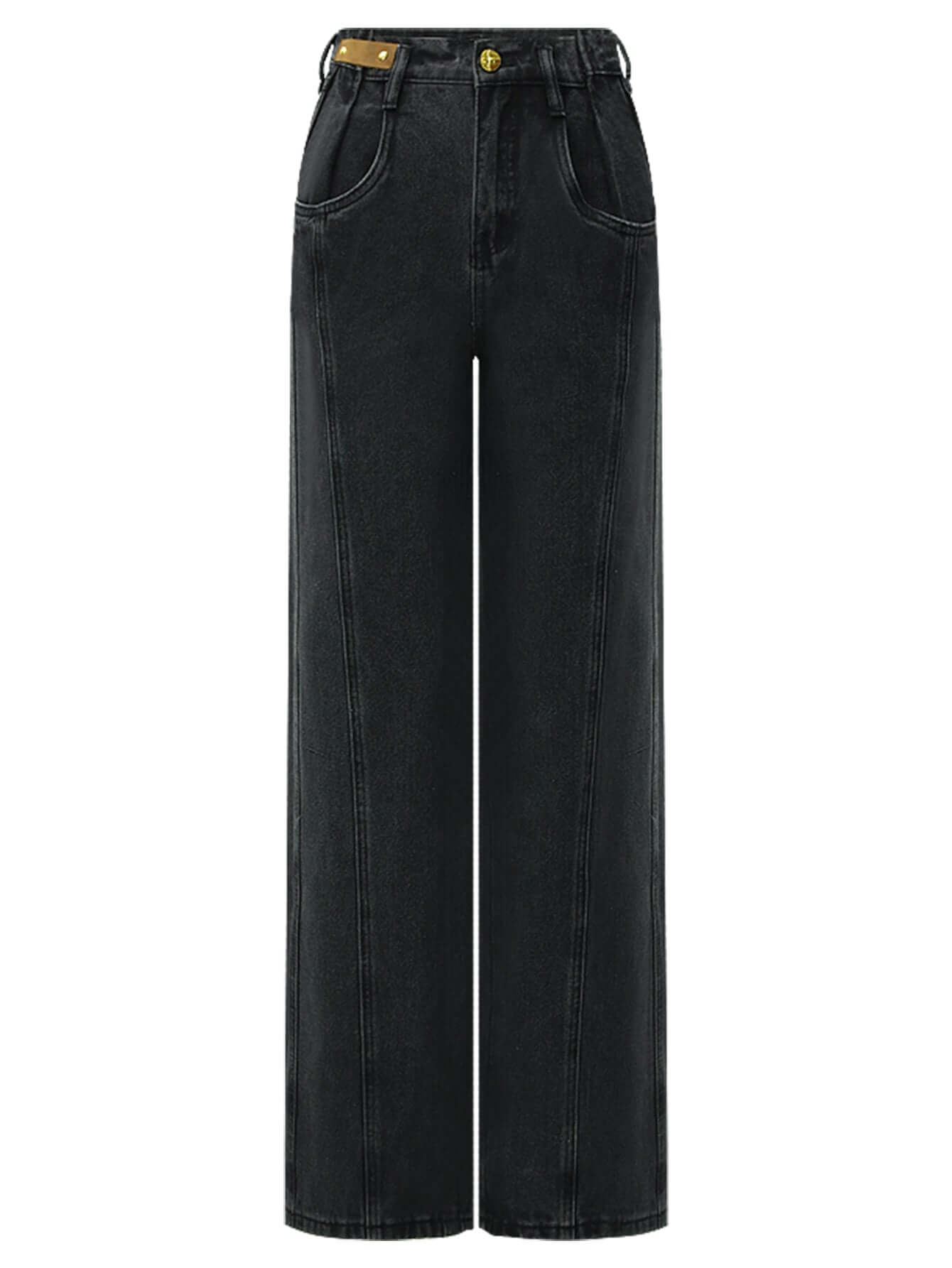 Women's High Waist Straight Leg Black Jeans for All Occasions-0