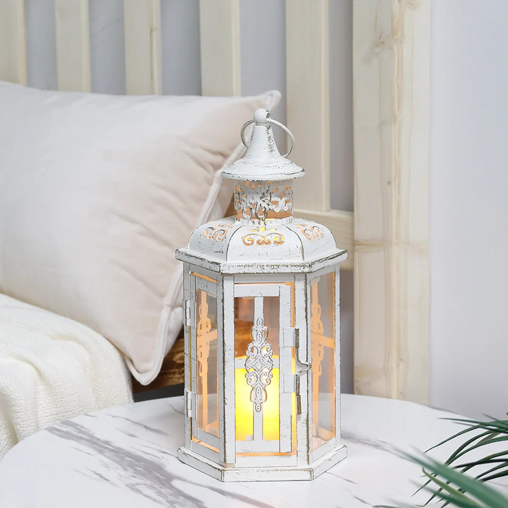 10 inch High Vintage Style Hanging Lantern Metal Candleholder-0