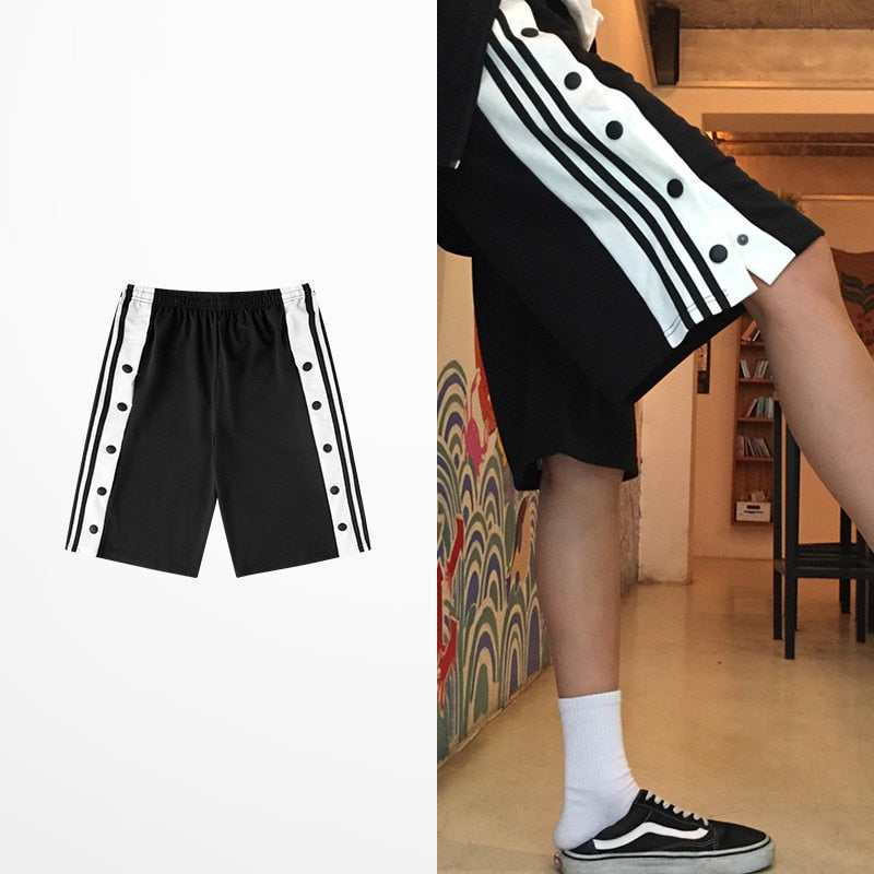 Hip Hop Retro Side Slip Fastener Shorts Men Casual Wear Sports Short-0