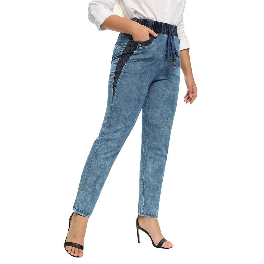 Women's Plus Size Cotton Stretchy Thin Denim Jeans Elastic Waist Softened Fit-0