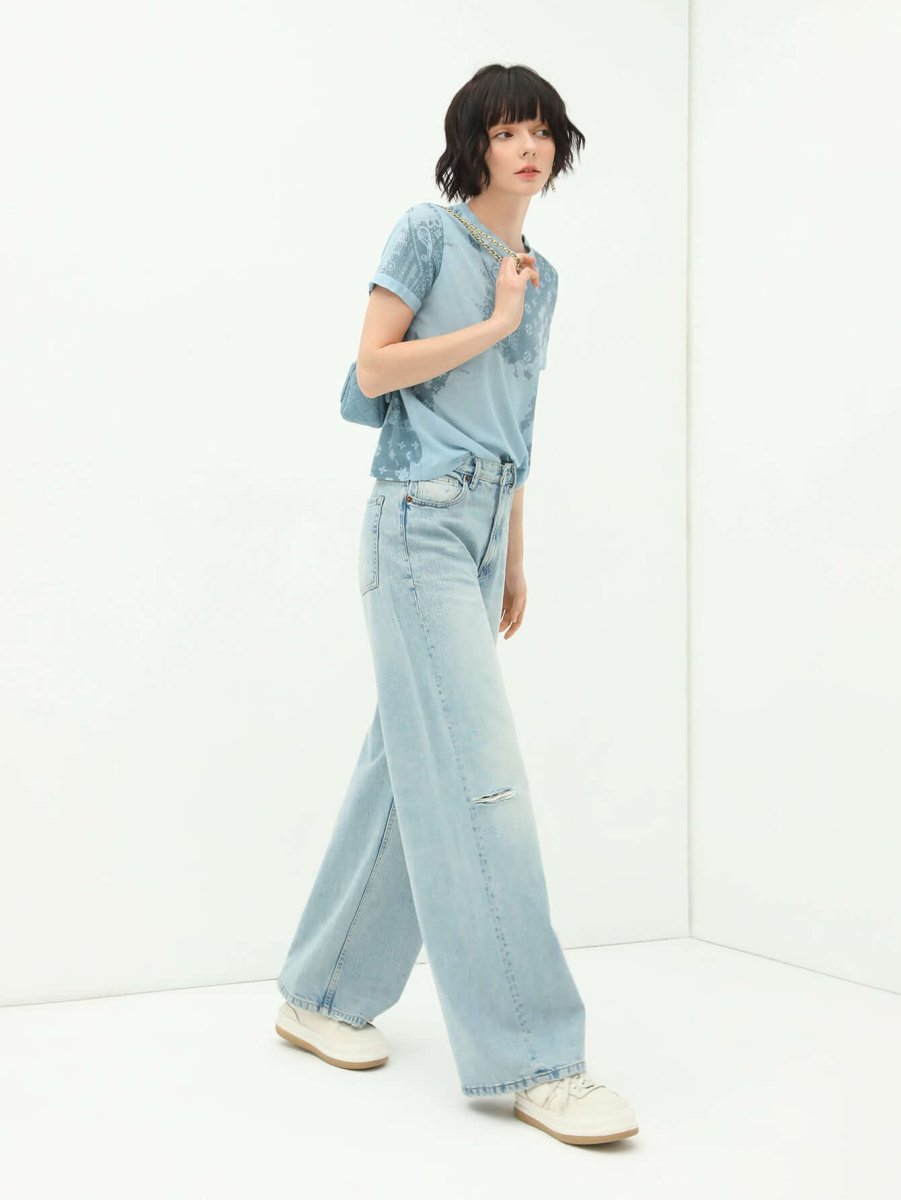 Sky Blue Skin-Friendly Short-Sleeve Tee - Relaxing Casual T-Shirt-0