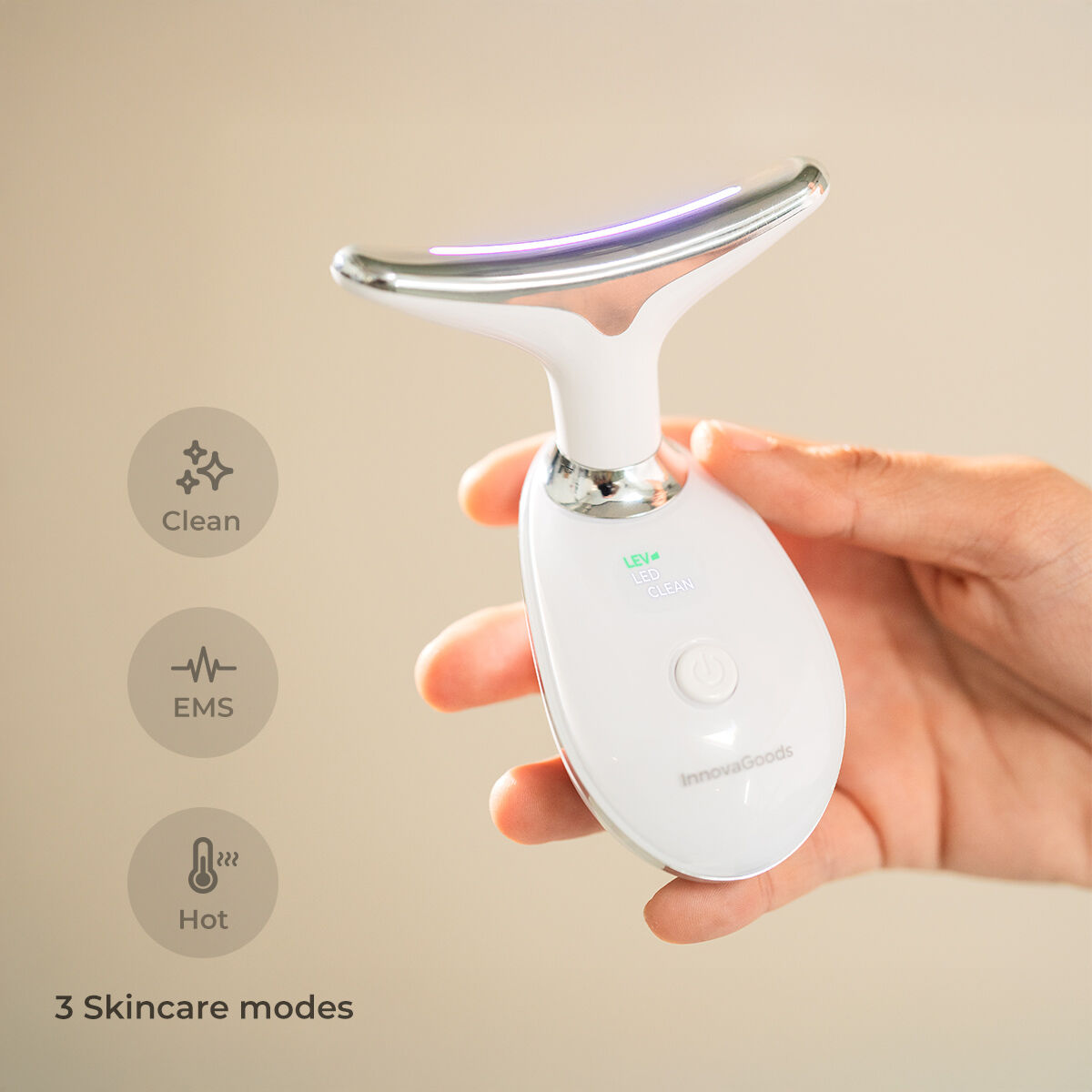 Electric Facial Firming Massager for Face and Neck with LED, EMS, and Heat Selora InnovaGoods-0