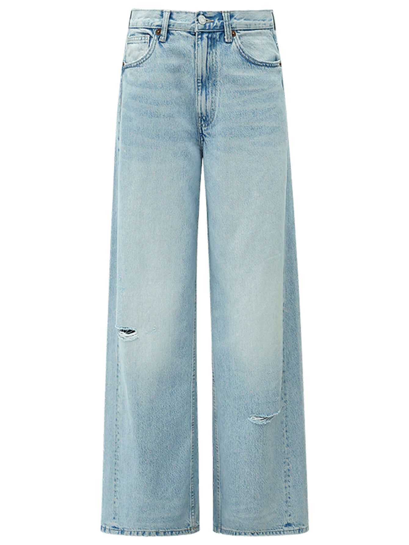 Vintage Flared Blue Jeans Perfect for Petite Women Ripped Light Indigo Jeans Collection-0