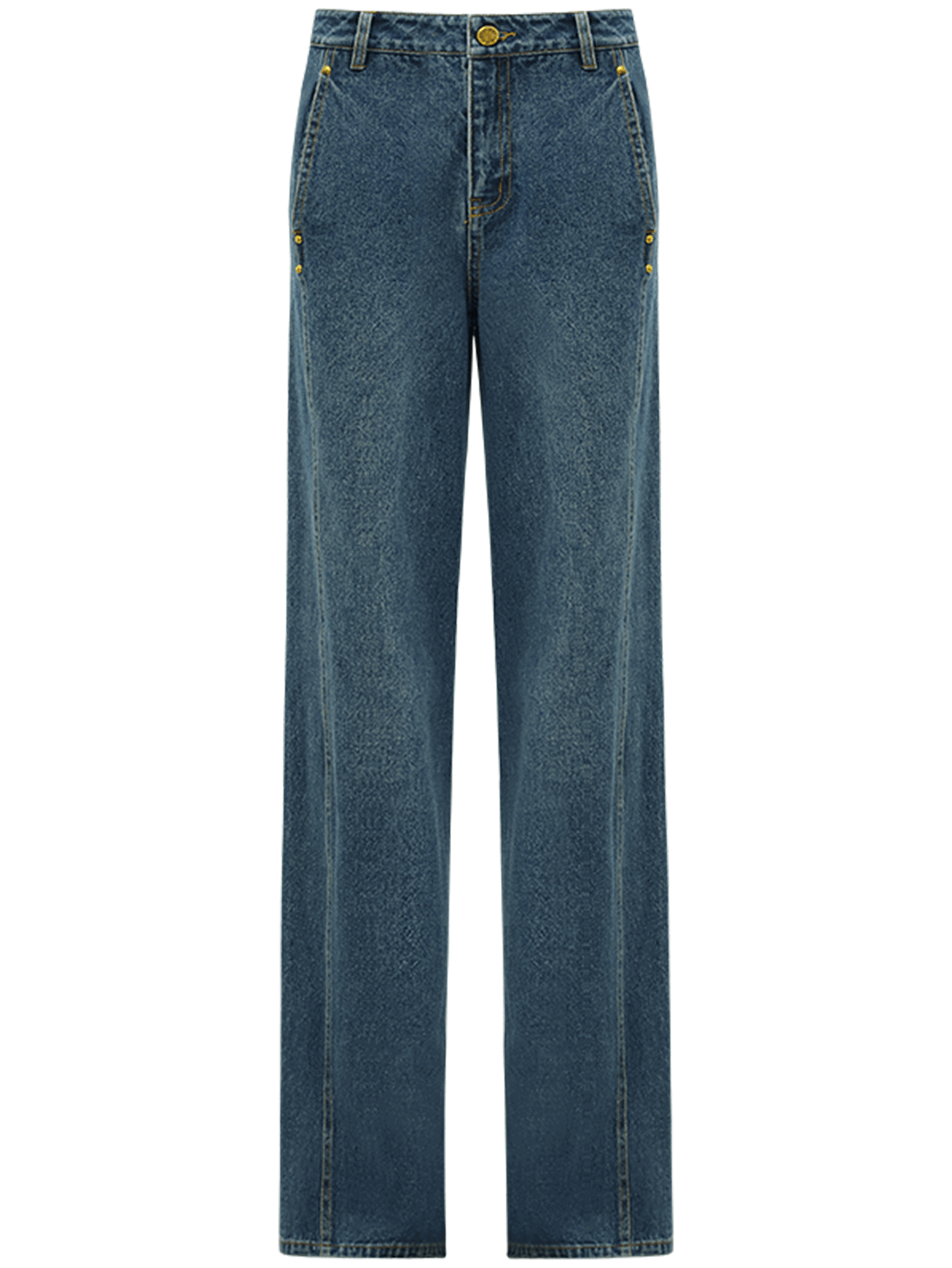 Vintage High Waist Straight Leg Blue Jean Classic Style Jeans for Women